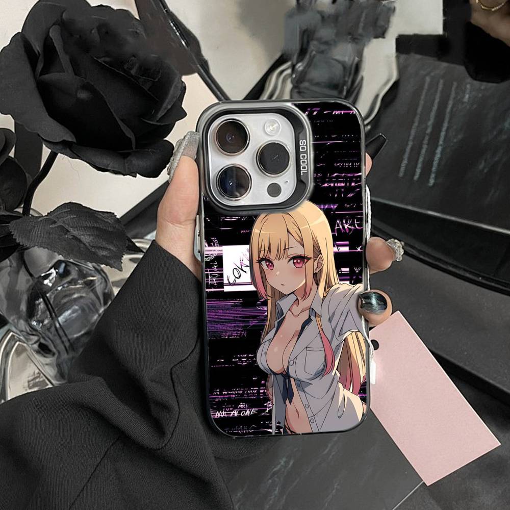 T-Darling Marin Kitagawa Colorful Silver Phone Case For IPhone 16 17 15 14 12 13 Pro Max Black Color Shockproof Cover