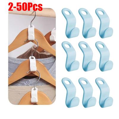 2-50Pcs Mini Clothes Hanger Connector Hook Cascading Plastic Wardrobe Coat Extendable Hanger Holder Space Saving For Closet Home