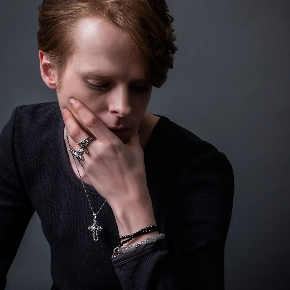 Artemis Classic Layered Cross Silver Silver Accessories for Men and Brand Silver 925 Ring, Ring, ACR0286, Women, Jewelry, Ring,