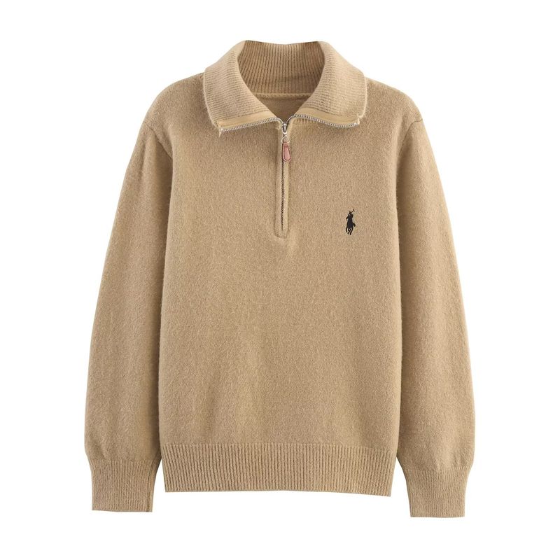 Za New Arrival Women's Clothing ZR Fashion Style Export Fashion All-Match Minimalist Embroider Zipper Pullover Knitwear