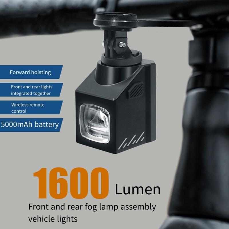 Double Beam Cycle Frontlight 1600LM Remote Change 8H Runtime Showerproof Plan USB Rechargeable Light