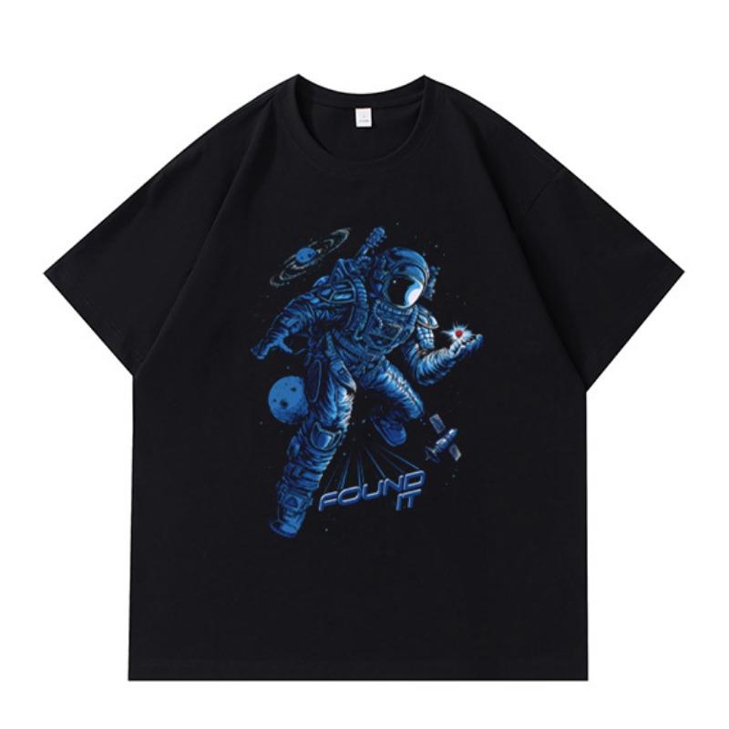 

DTG Print Astro Printed Чоловічі та жіночі футболки Літні повсякденні універсальні модні брендові американські вільні чоловічі та жіночі топи 4XL чорний