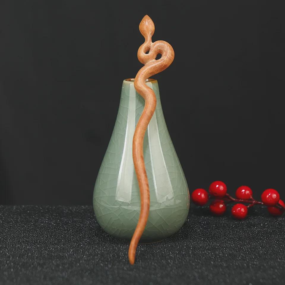 Vintage Ebenholz Tier Holz Haarnadel - Klassischer Stil für Cheongsam und Dutt-Kopfschmuck