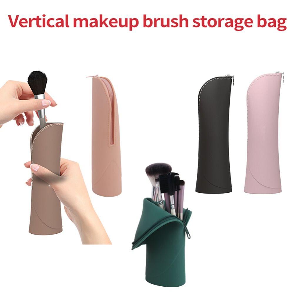 1pc with Zipper Brush Bag Case Silicone Cosmetic Brush Bag Special Design Brush Holder Women Beauty