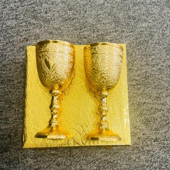 Royal Design Wine Cup Shiny Brass Goblet Glass, Engraved Glass Gift Birthday Gift