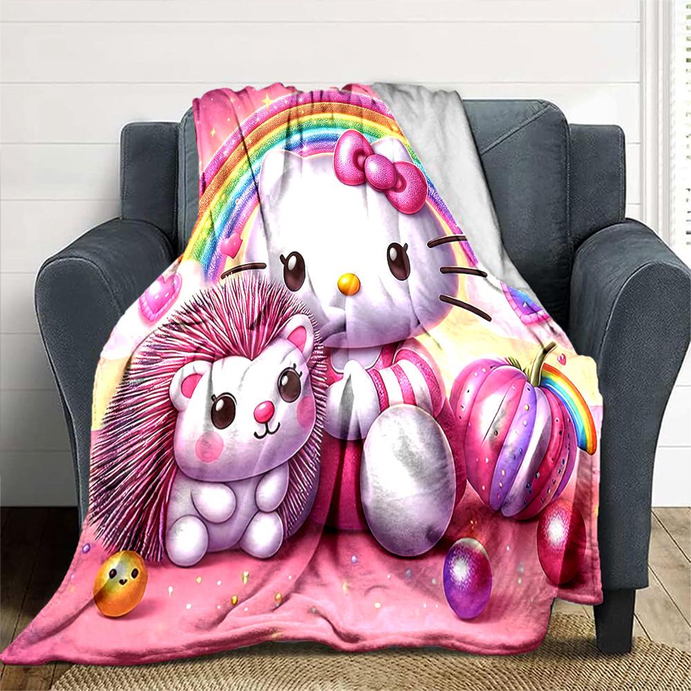 1 Stück Hello Kitty Igel Decke Leichte Flanell Überwurfdecke für Sofa Bett Reise Camping Wohnzimmer Büro Couch Stuhl