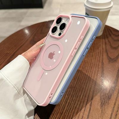Neue Senior 16 Pinke Magsafe Magnetische Handyhülle für iPhone 16 15 14 13 12 11 Pro Max Plus Matte Rahmen Klare Rutschfeste Hartschale