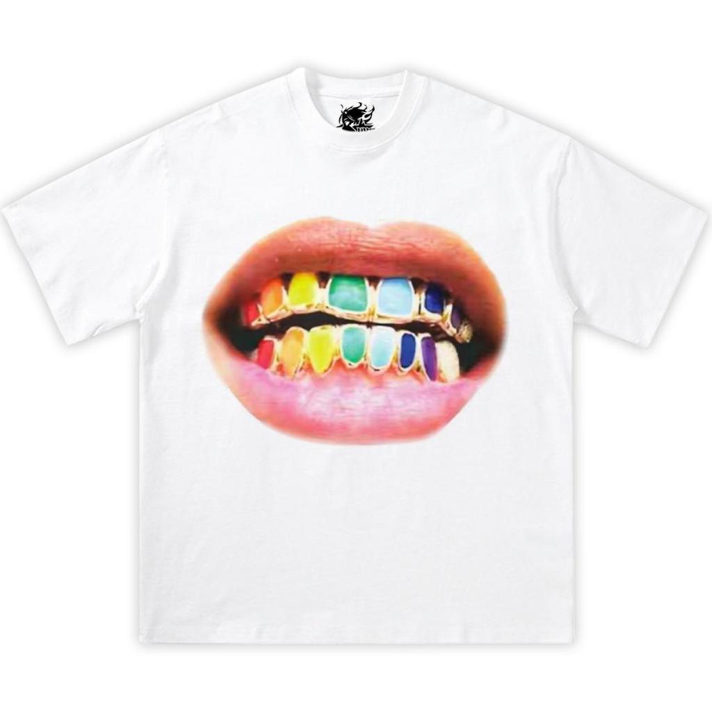 2025 T-shirt Labbra Grandi Streetwear Y2K Grafica Labbra T-shirt Uomo e Donna Maglietta Taglie Grandi Rock and Roll Moda Oversize Regali Bambini