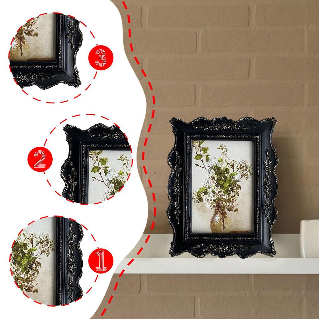 Picture Frame Elegant Craft Photo Display Home Decor Ornate Vintage Design for Office Graduation Wedding Living Room Tabletop