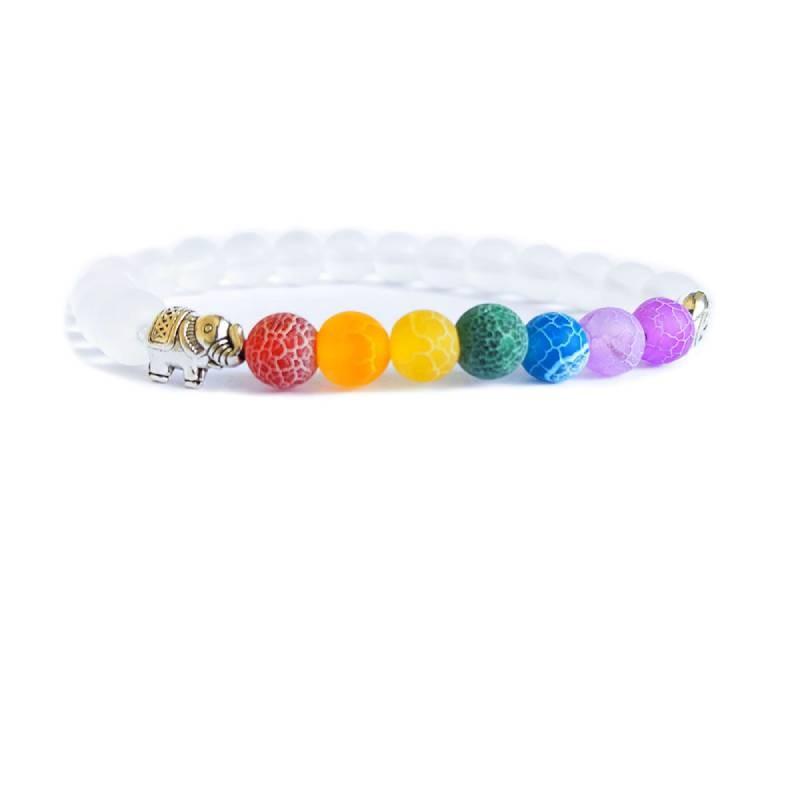 Stunning 2020 New Black Stone Synthetic Yoga Bracelet Featuring Colorful Elephant Design