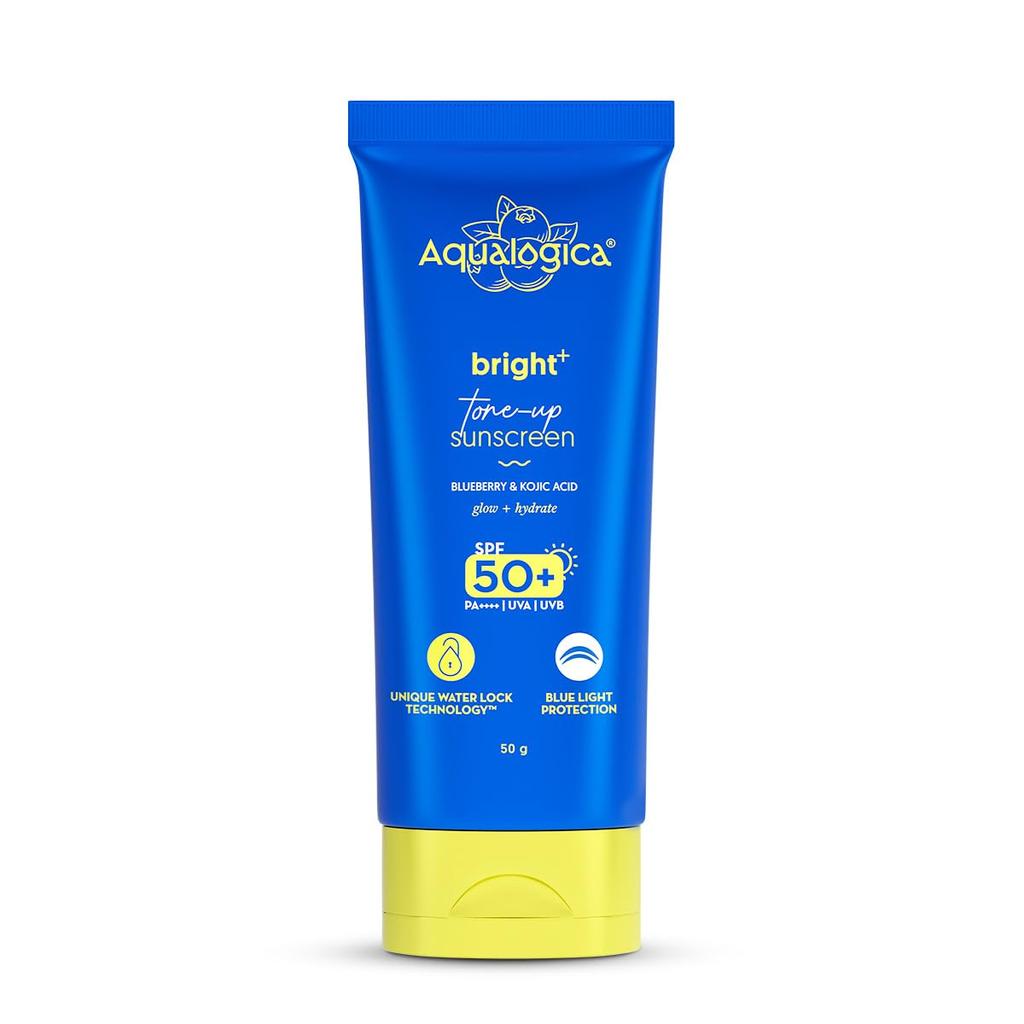 Aqualogica Bright+ Tone Up Sunscreen SPF 50+ PA++++ with Blue Light Protection 50g Pack of 1