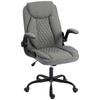 Linen Look Computer Desk Chair Executive Office Chair With Flip Up Armrests And Thick Cushion Grey
