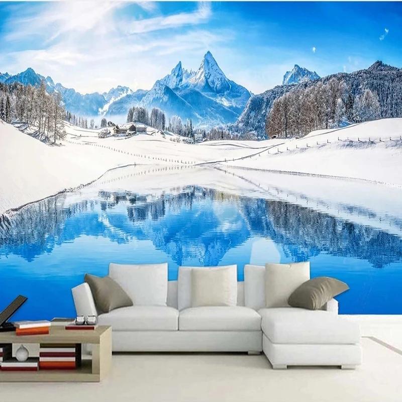 Beautiful Snow Mountain Scenery Mural Living Room Tv Sofa Study Room Background Wallpaper Wall Mural