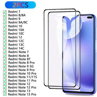 2 Pcs Vidro Temperado Para Xiaomi Redmi 7 8 8a 9a 9c 10a 10c 12c 13c 14c Protetor De Tela Em Redmi Note 7 8 9 10 11 12 13 Pro Vidro