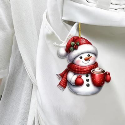 Yousheng Snowman Pendant Christmas Tree Ornament with Lanyard Easy To Hang Adorable Acrylic Flat Car Interior Decoration Pendant