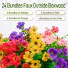 24 Bundles Artificial Flowers - Colorful Mix Daisy For Outdoor Decoration, Porch, Patio, Home, Window Box, Yard, Garden Planter