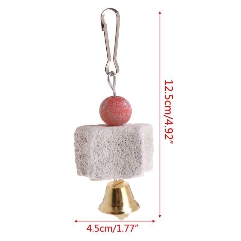 Parrots Chewing Toy Bird Beak Grinding Stone with Bells