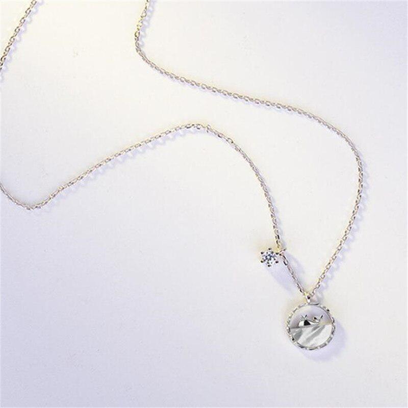 925 Sterling Silver Crystal Tassel Whale Round Bead Pendent Necklace For Women Girls Jewelry Choker Collar