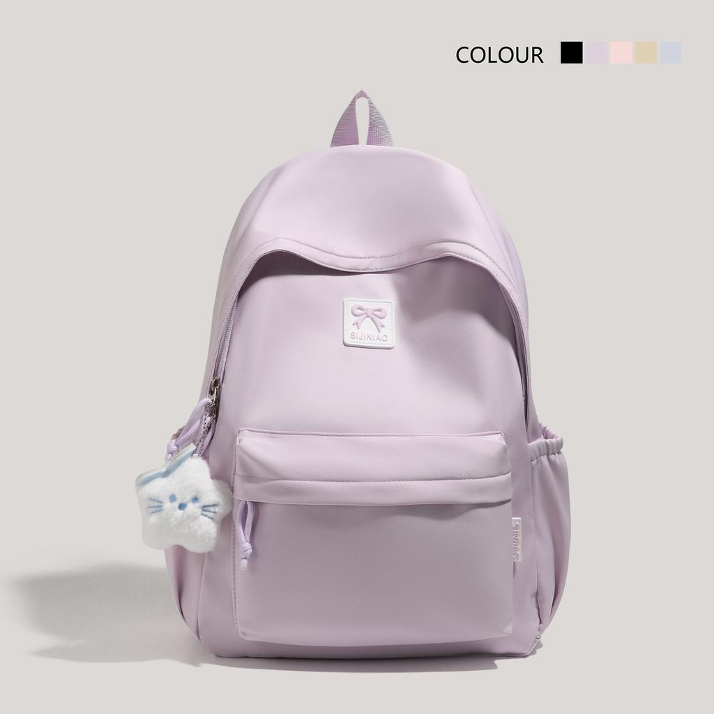 Schoolbag new schoolbag female ins cute junior high school students large capacity campus backpack primary and secondary school students solid color