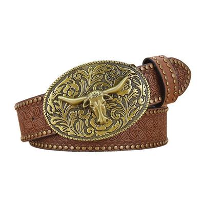 Neuer Retro Herren Gürtel mit Nieten und geprägtem Design Herren Modischer Hosengürtel, Herren Gürtel