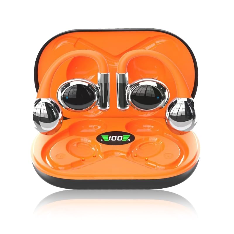 

SLuB Беспроводные Bluetooth Автоматическое ENC Шумоподавление Длительное Время Работы Батареи Уровень Заряда Зарядный Кейс Совместимость с Siri Идеальный Подарок Наушники, 5.3, Водонепроницаемые, оранжевый