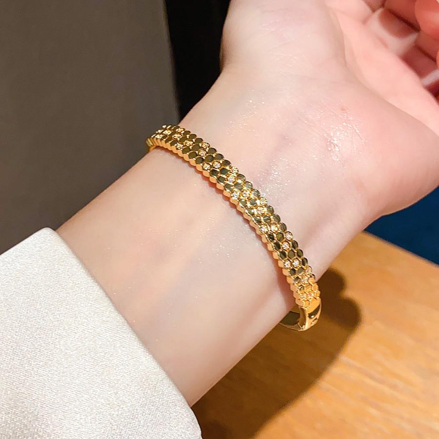 Bracciale Geometrico Esagonale in Zirconia Argento Rame con Stile Lussuoso alla Moda per l'Uso Quotidiano