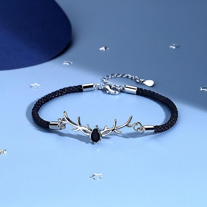 Korean Style Rhinestone Antler Couple Bracelet for Valentine s Day