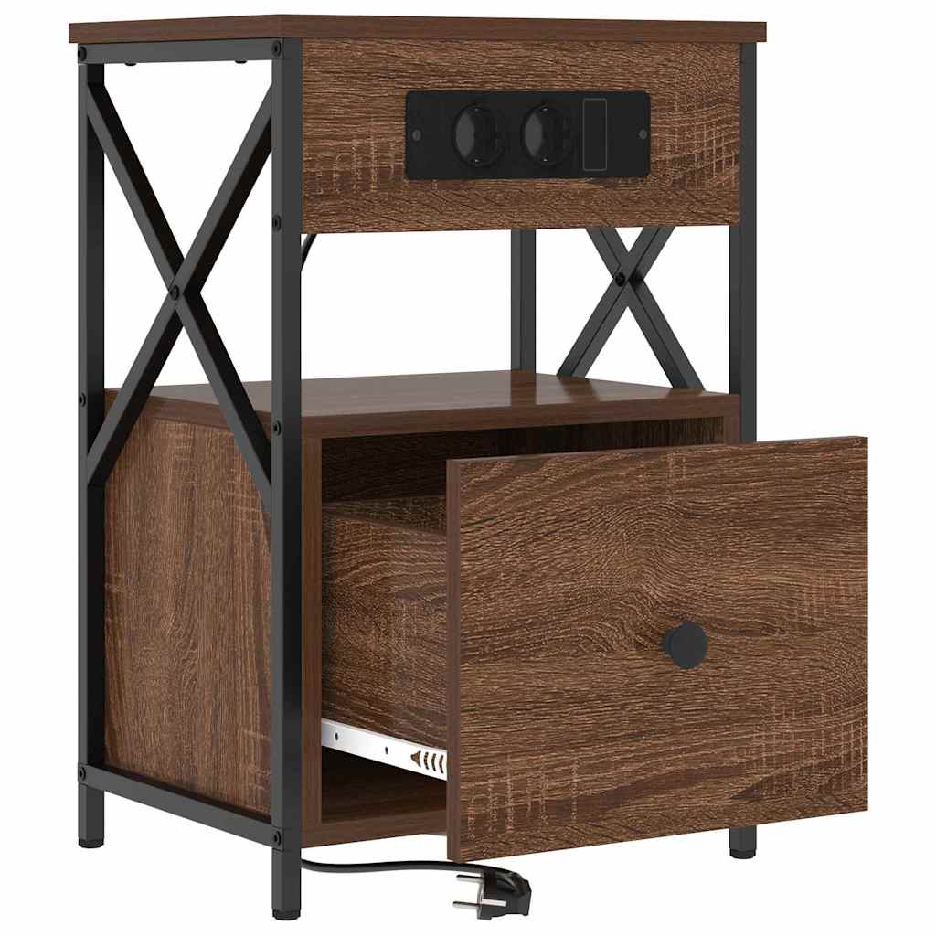 Nightstand Brown Oak Look 40 x 31 x 60 cm Engineered Wood