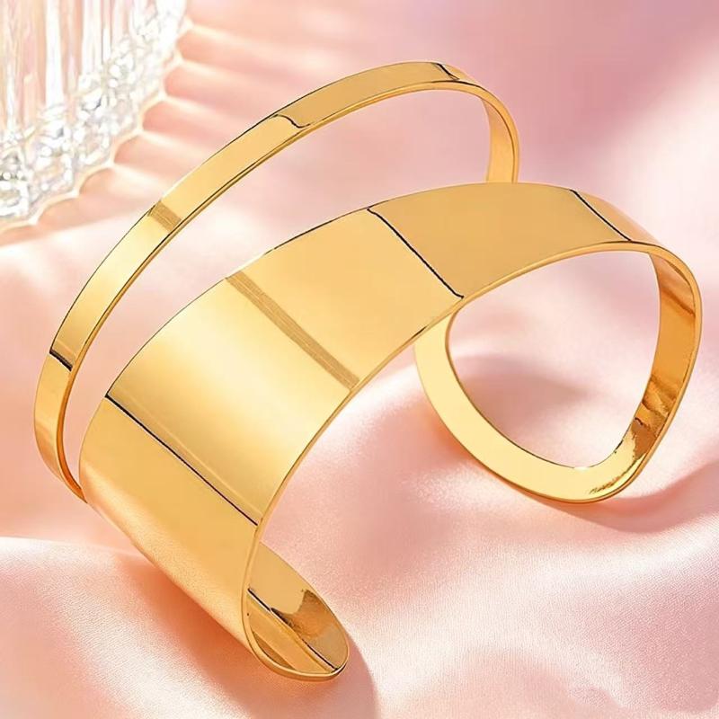 Wide Open Adjustable Hollow Irregular Bracelet Hip Hop Street Bangle Trendy Jewelry for Couple Matching Wear