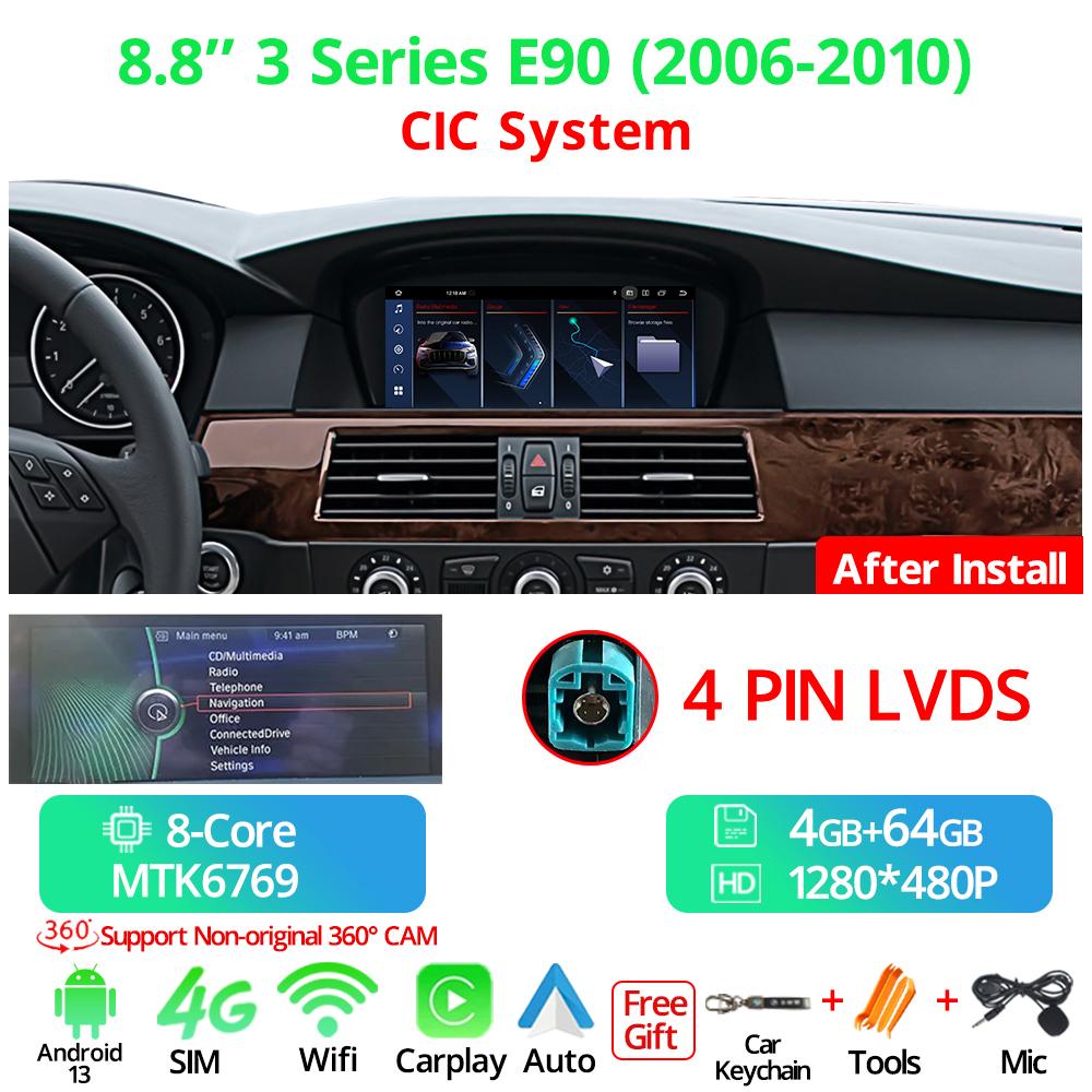 8.8" Wireless Carplay Car Radio For BMW 3 Seires E90 LHD 2006-2012 CCC CIC System Android 13 GPS Multimedia Video Player FM BT