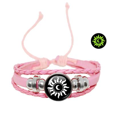Pulseras de Cuero Tejidas a Mano Simples Luminosas Sol Luna Pareja Joyería Mujeres Hombres Para Enamorados Regalo Festival de San Valentín