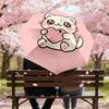 Adorable Kitten Heart Love Print Umbrella - Automatic Opening & Closing, Outdoor Travel Accessory, Lightweight and Durable 160
