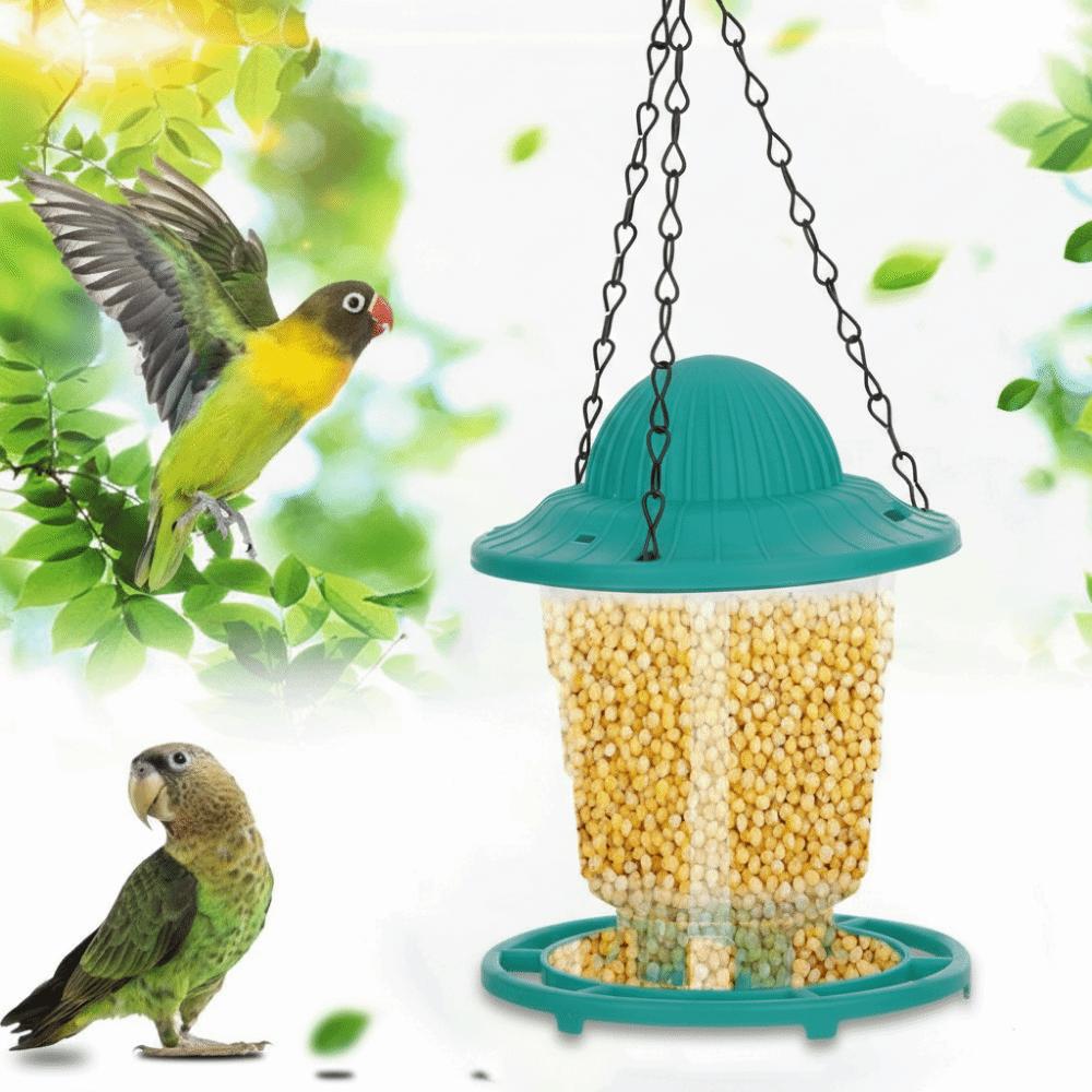 Rainproof Folding Hanging Bird Feeder Large Capacity Waterproof Automatic Bird Feeder with Roof Bird Food Container Garden