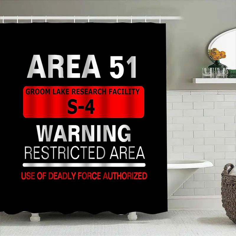Unframed Alien Area 51 Shower Curtain Vintage Ufo Space Nevada Desert Paranormal Horror Movie Decor Galaxy Sci-Fi Home Bathroom