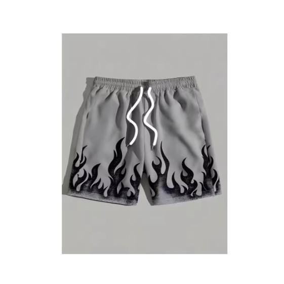 Shorts White Green Blue Fire Flame 3D Print Training Muay Thai Kickboxing Boxing MMA Unisex Sport Gym Fitness Workout Quick Dry Elastic Waist