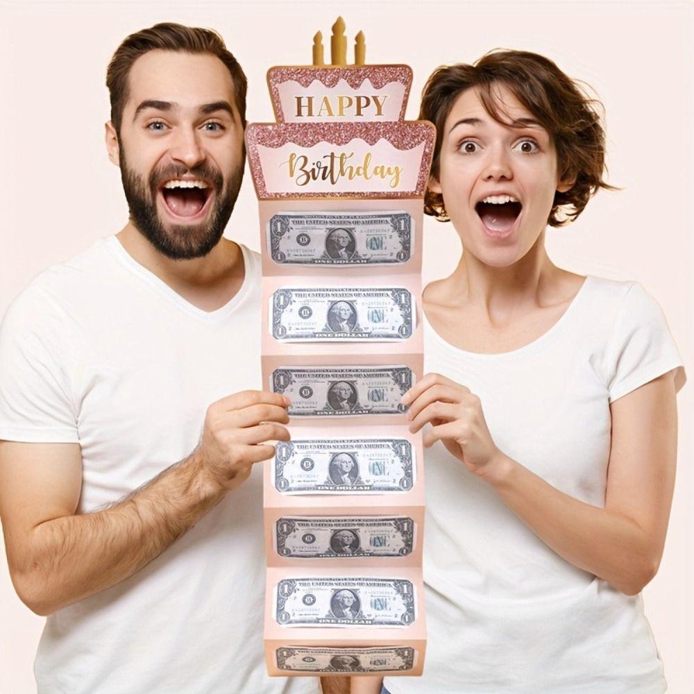 Surprise Money Birthday Card Gold-stamped Birthday Cash Holder Birthday Money Box For Kids Teens