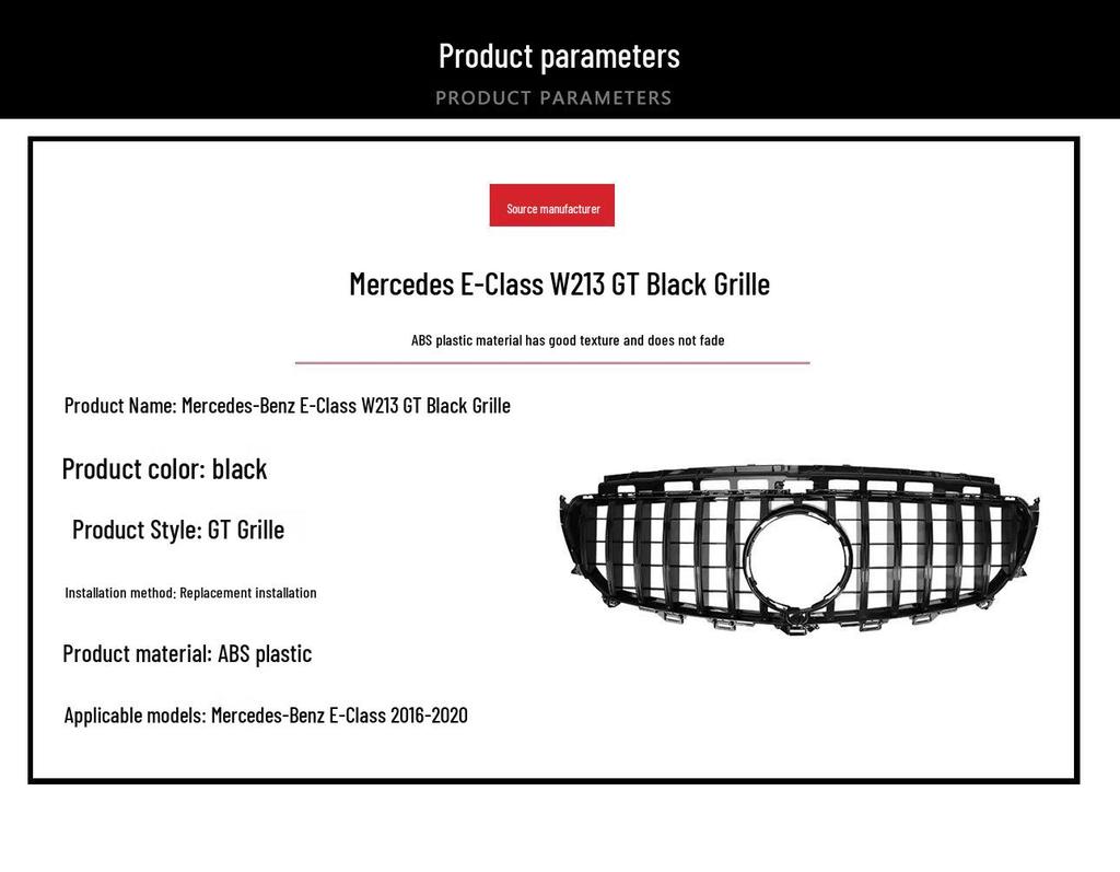 2016-2020 Mercedes-Benz E-Class W213 GT Black Edition Grille Replacement