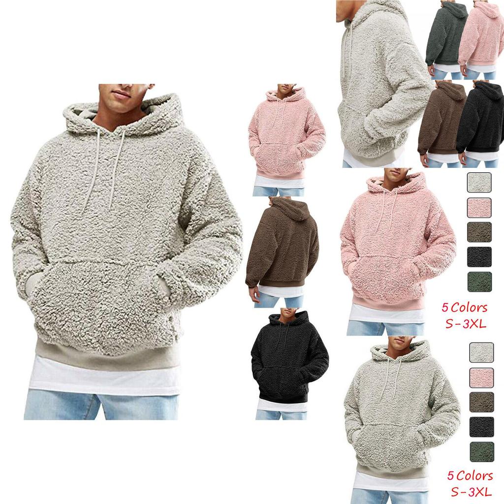 Men Winter Fluffy Hoodie Pullover Stylish Fleece Sweatshirt For Ultimate Warmth