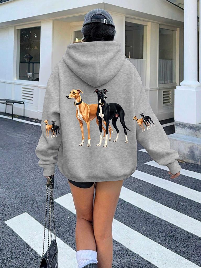 Zwei elegante Windhunde Damen-Hoodies