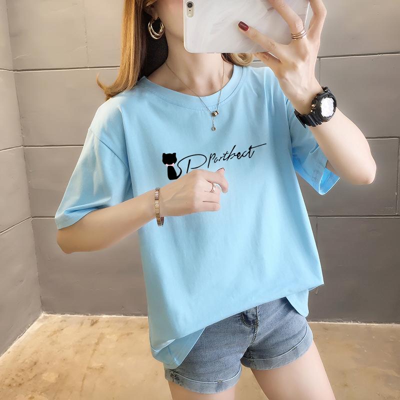 Summer pure cotton Casual loose student T Shirt Women's Y2k Tops Harajuku funny cartoon print Short Sleeve T-shirts Women