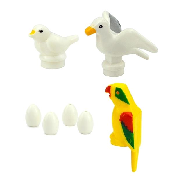 MOC City Animal Building Block Figures Goat Sheep Eagle Owl Panda Parrot Seagull Penguin Zoo Fram Accessories Bricks Toy Gift