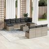 VidaXL Garden Lounge Set 11 Pcs with Grey Cushions Wicker 3218300