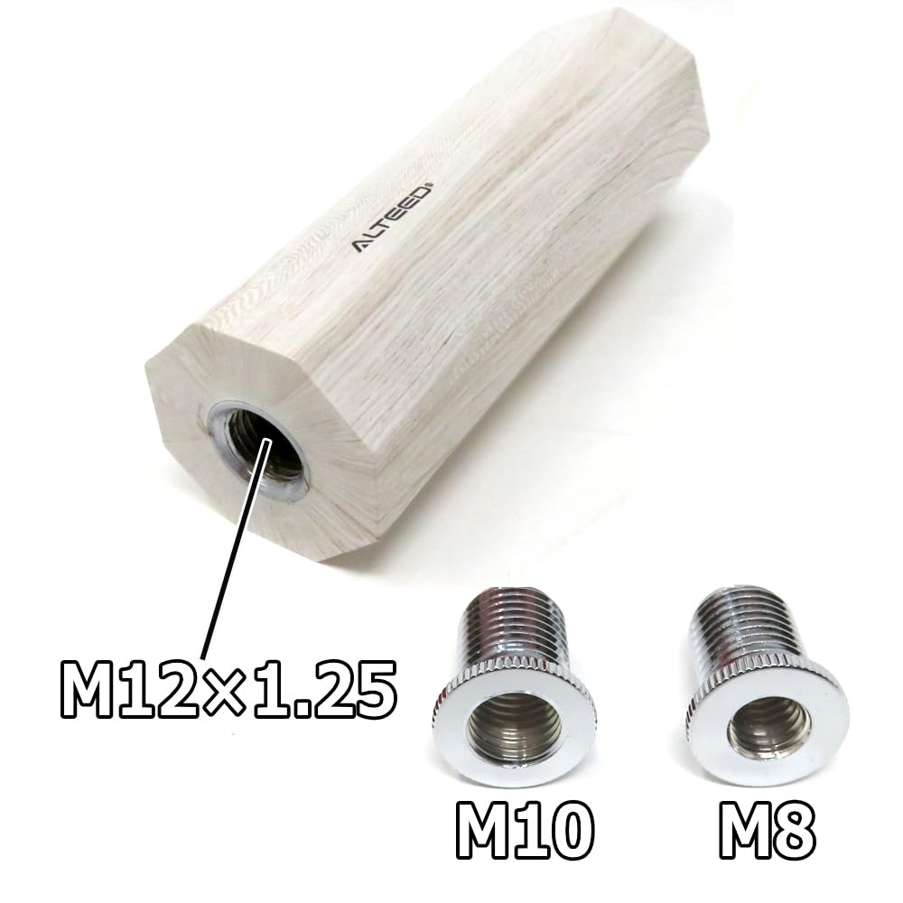 ALTEED Octagonal Shift Knob 5.9 inches (15 cm) ATMT Universal Fit M8M10M12 Wood Grain Wood Grain (White)