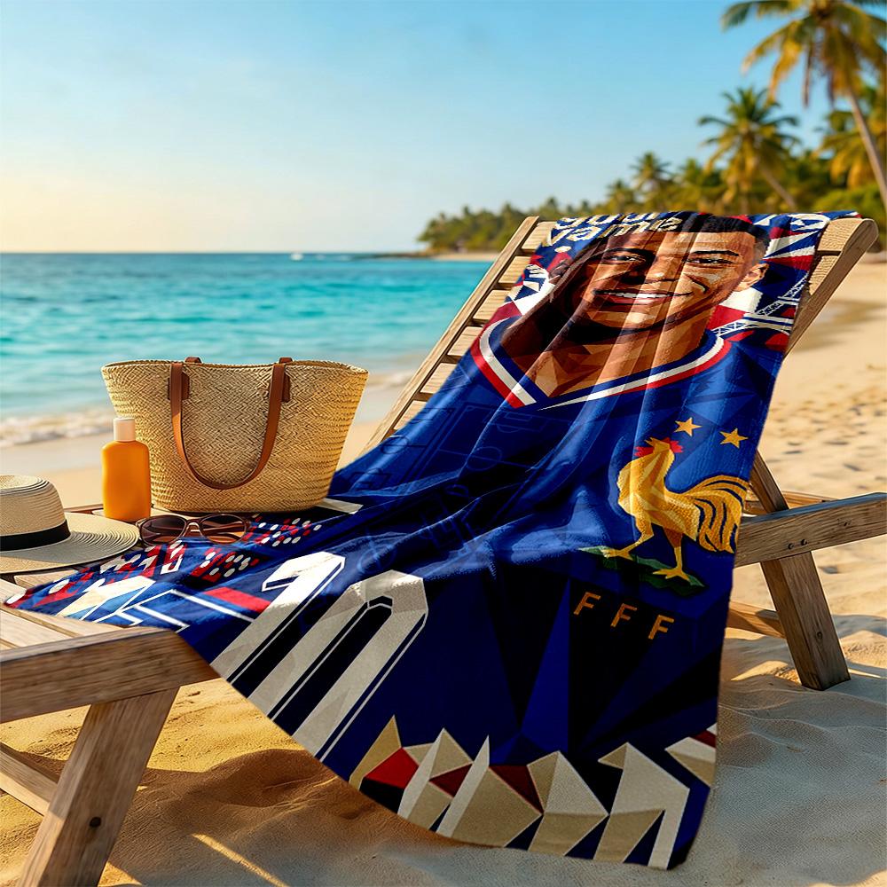 Mbappe Customized Name Beach Towel Quickdry Soft Microfiber Portable For Swimmingbeachcamping Travel Beach Accessoriesgym