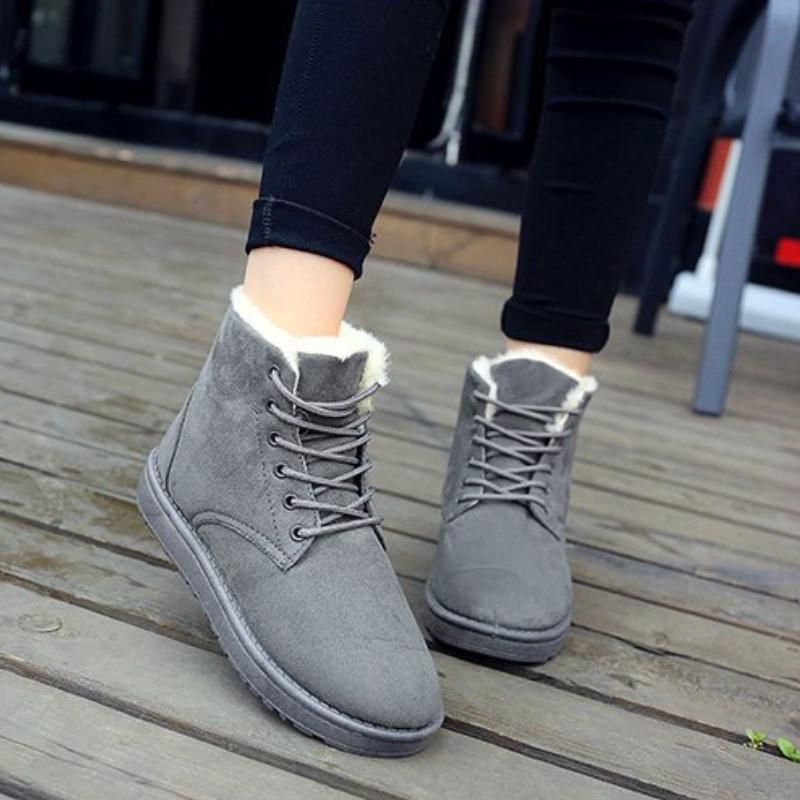Fashion Trendy Women's Snow Boots 2024 Winter New Solid Color Flat Heel Anti Slip Cotton Warm and Comfortable Short Boots Zapatos Mujer