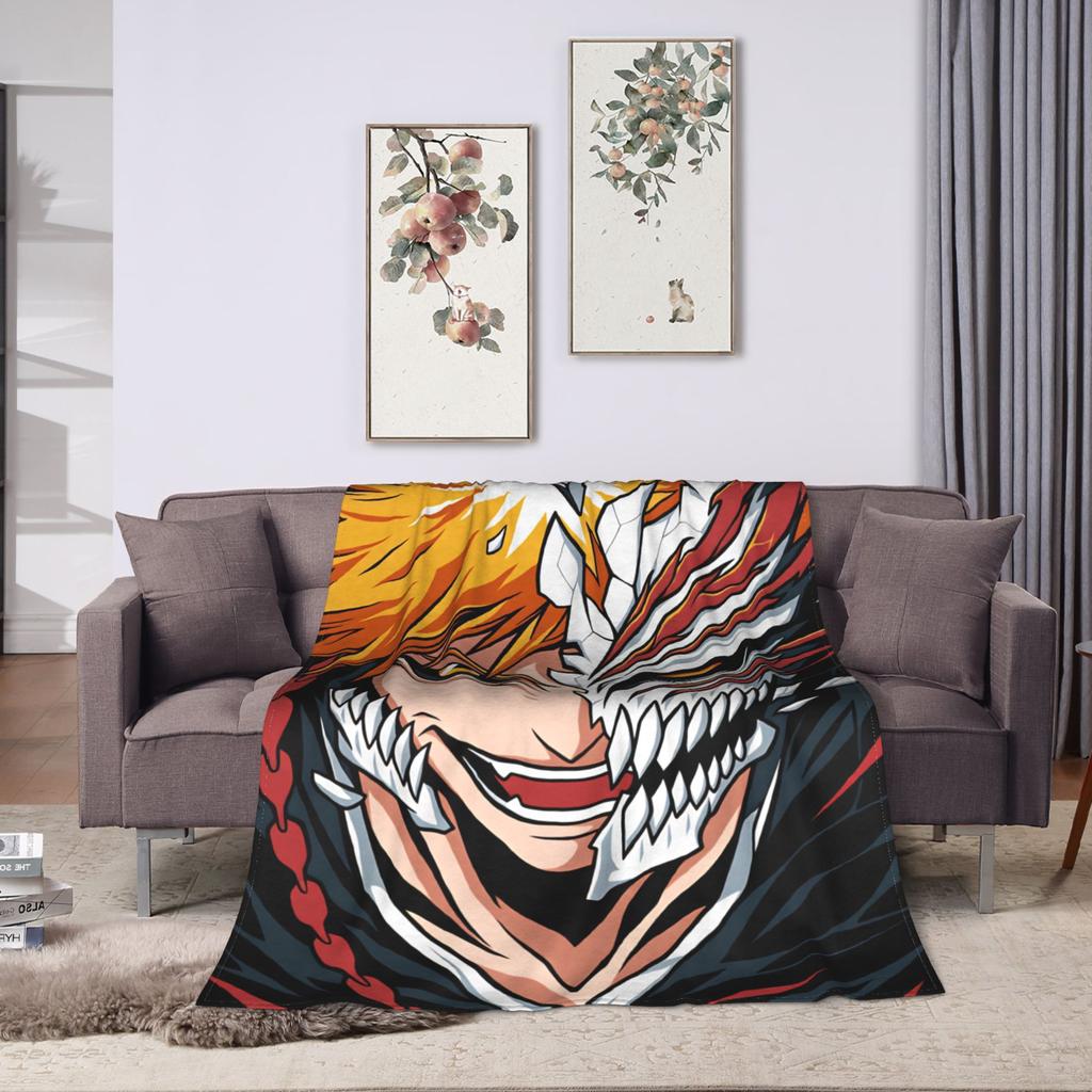 Bleach Kurosaki Ichigo Anime Cartoon Blanket Quality Warm Throw Blanket Winter Airplane Travel Outdoor Print Bedspread