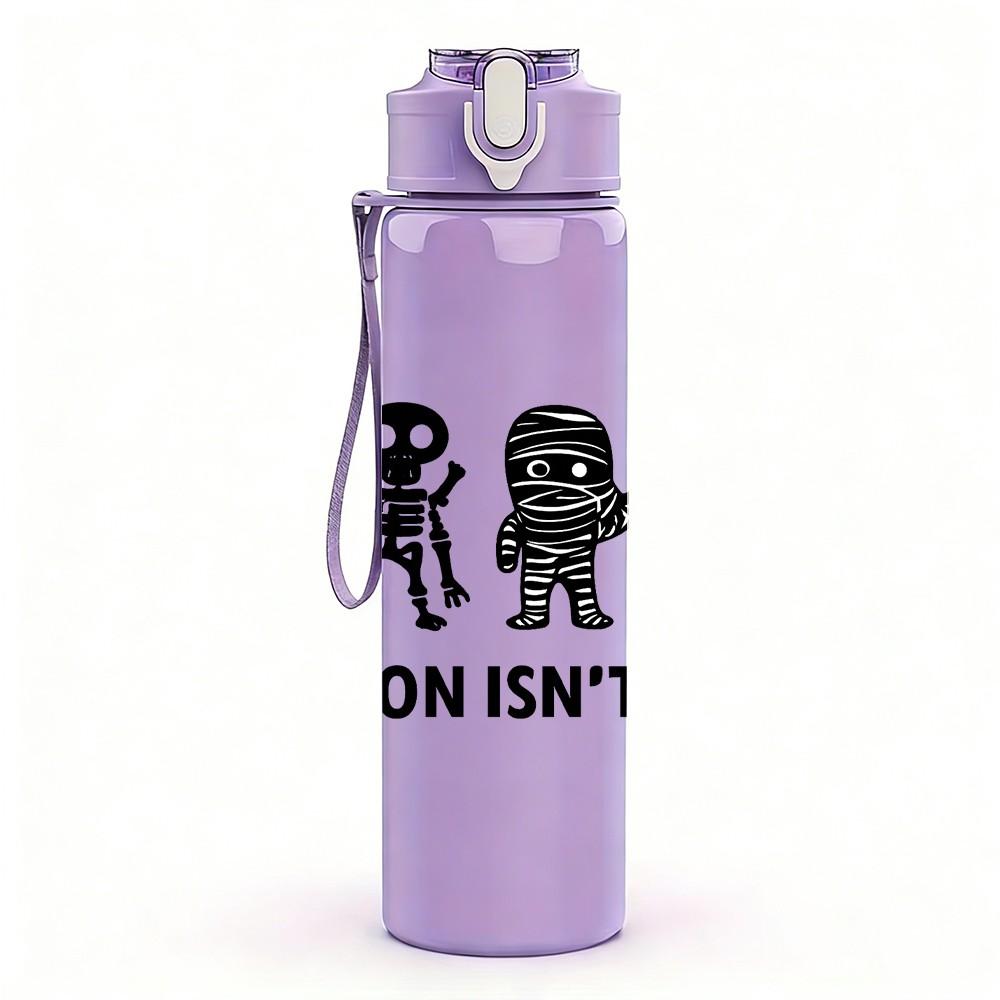 1PC Ghost Silhouette Quote Text 750ml Color Plastic Sports Water Bottle Leakproof Flip Straw Lid Suitable for Sports Office Home Use