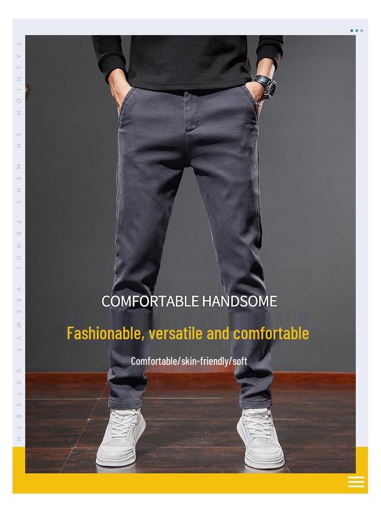 2025 Spring Men's Slim-Fit Casual Straight Pants - Versatile Light Business Trousers with Stretch