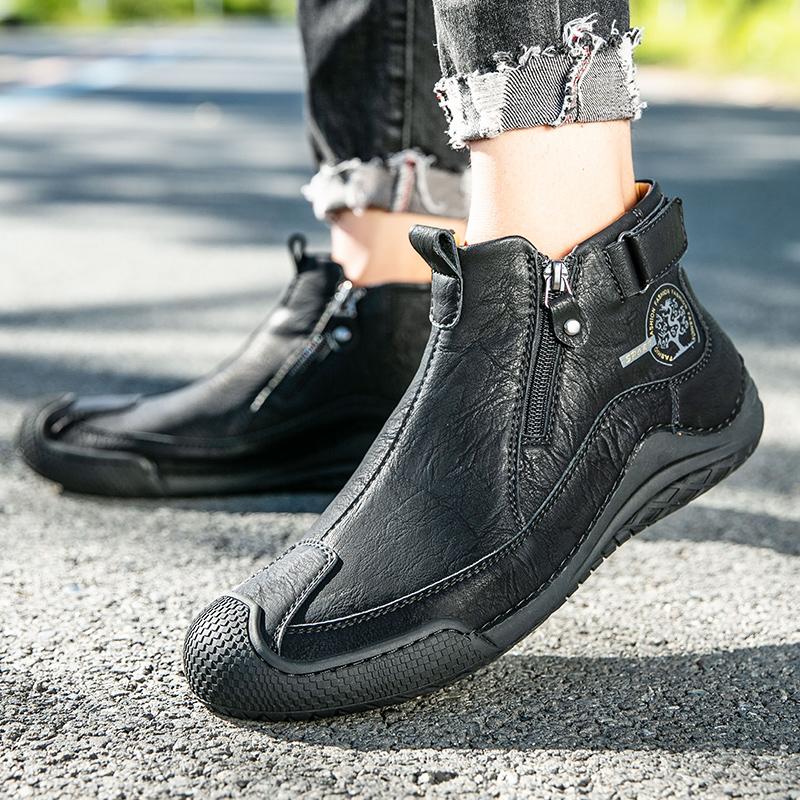 Handmade Split Leather Boots Men Shoes Comfortable Ankle Boots For Men Casual Shoes Large Size Tooling Shoes