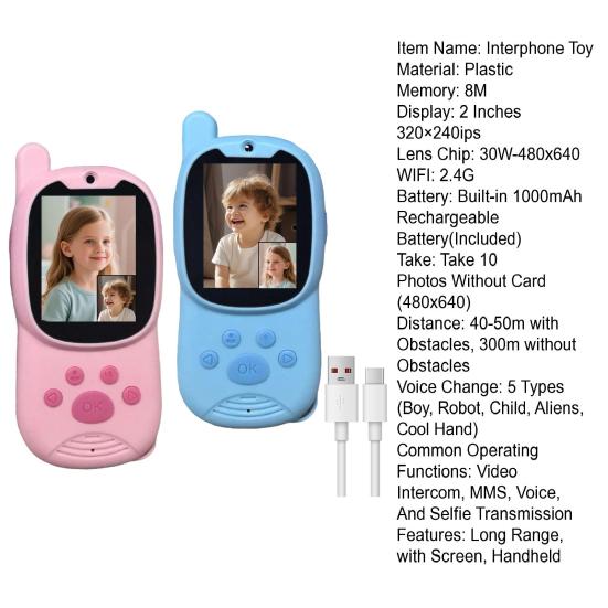 2 Stück Kinder Video-Intercom Spielzeug mit Bildschirm Große Reichweite Handheld Drahtloses Interphon mit Stimmeffekten Innen Außen Jungen Mädchen 2-Wege-Funkgerät Spielzeug